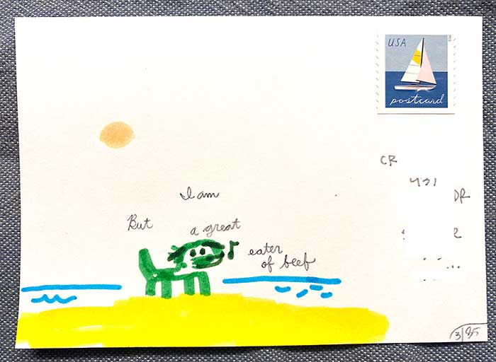 Postcard drawing sent to send cheer