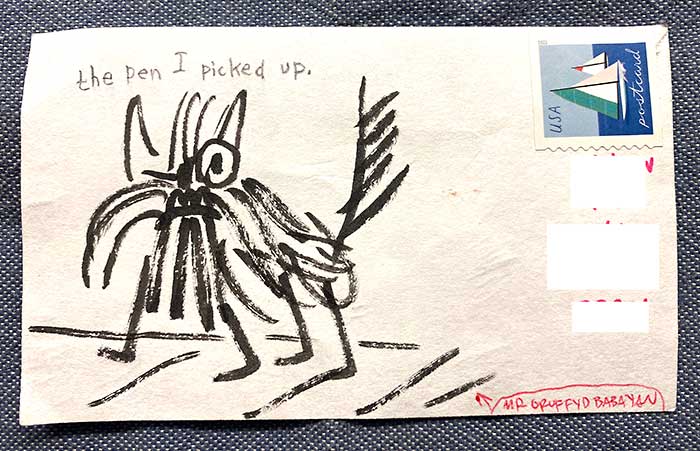 Postcard drawing sent to send cheer