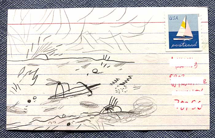 Postcard drawing sent to send cheer