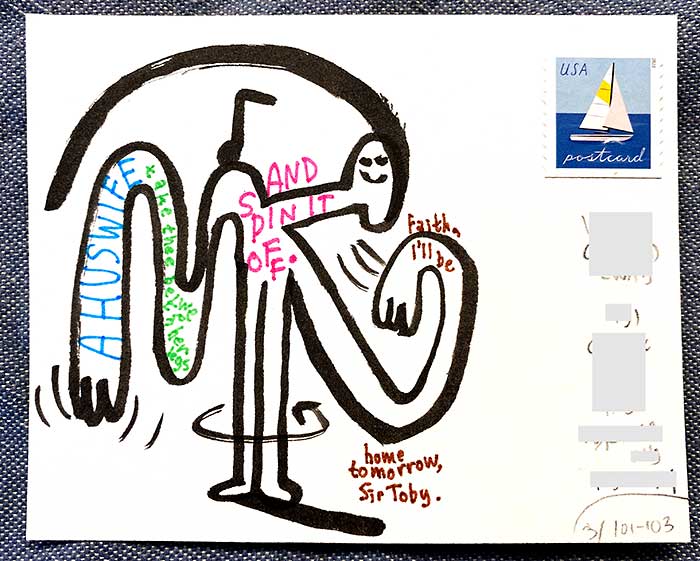 Postcard drawing sent to send cheer