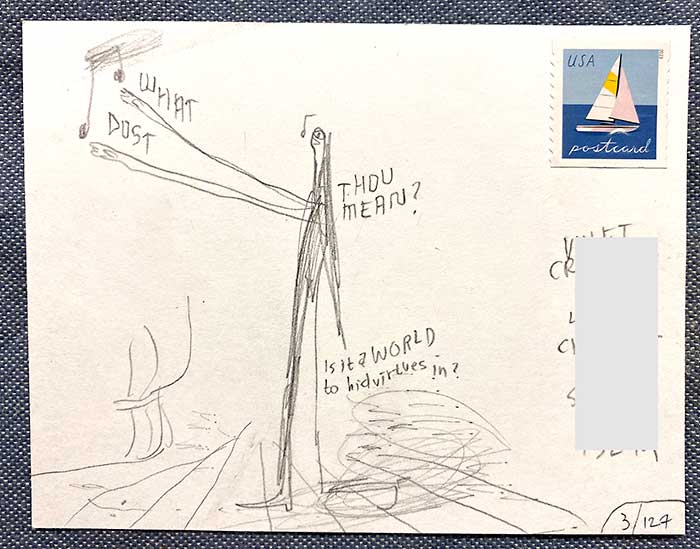 Postcard drawing sent to send cheer