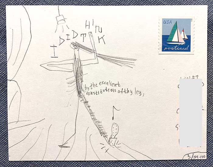Postcard drawing sent to send cheer