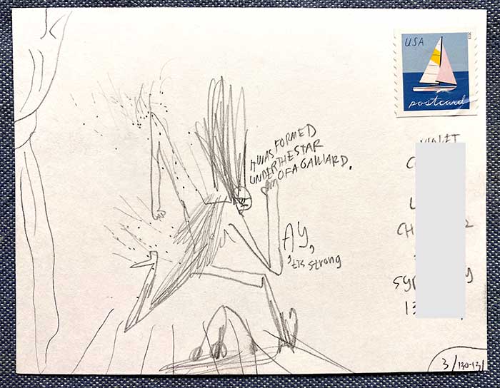 Postcard drawing sent to send cheer