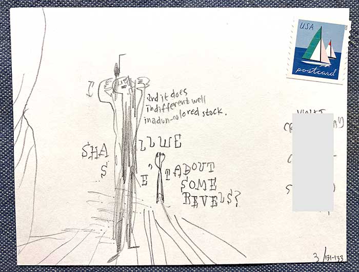 Postcard drawing sent to send cheer