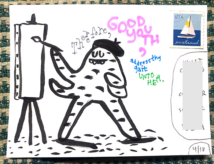 Postcard drawing sent to send cheer
