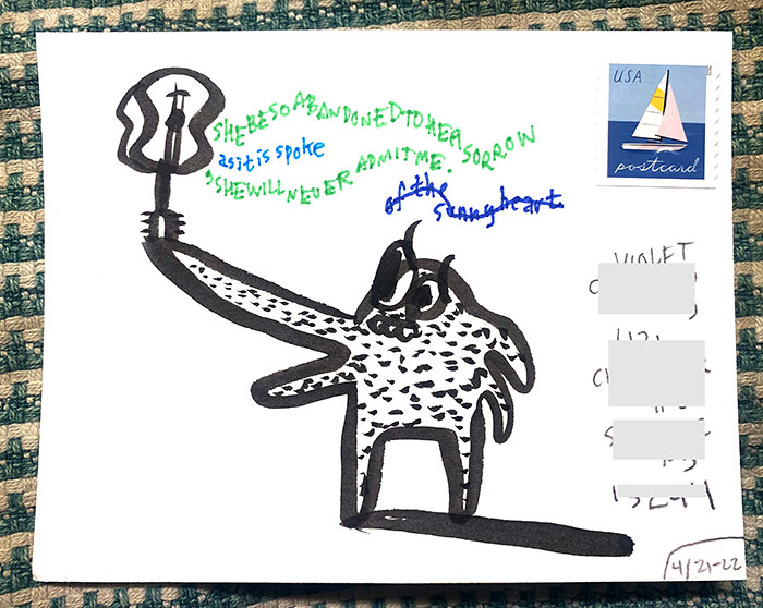 Postcard drawing sent to send cheer