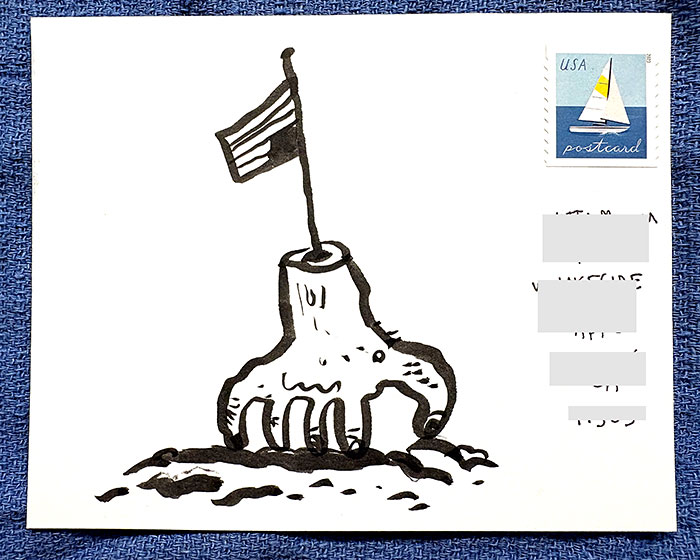 Postcard drawing sent to send cheer