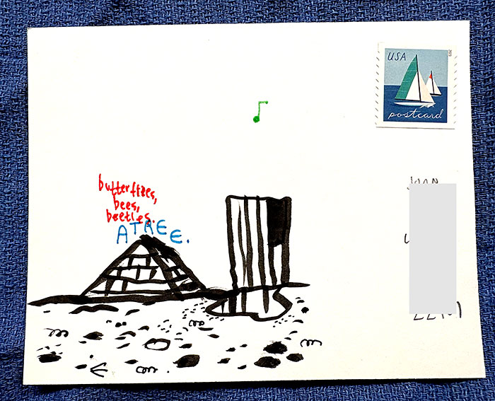 Postcard drawing sent to send cheer