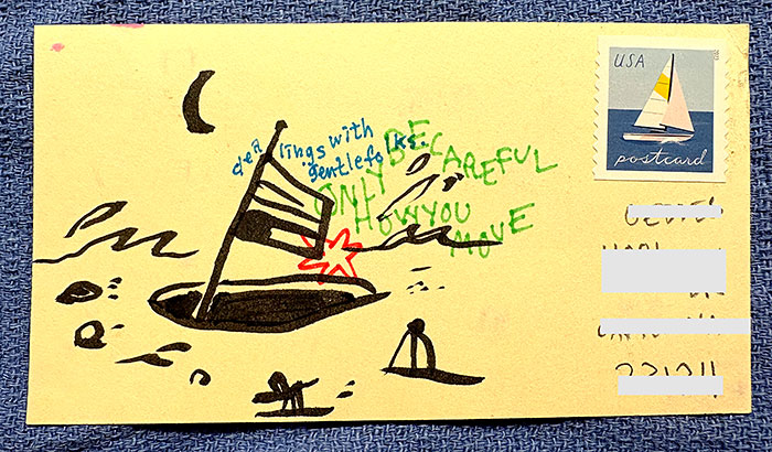 Postcard drawing sent to send cheer