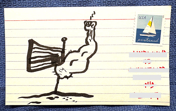 Postcard drawing sent to send cheer