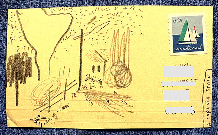Postcard drawing sent to send cheer