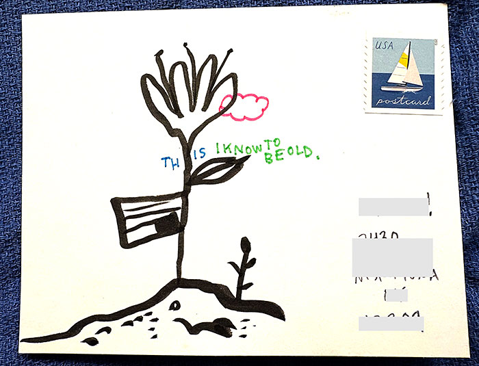 Postcard drawing sent to send cheer