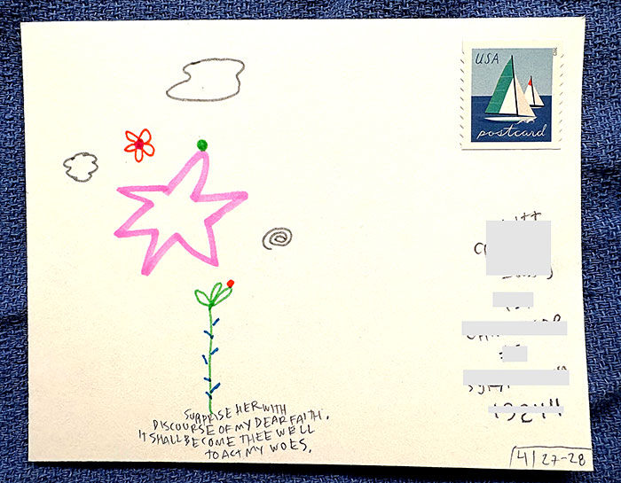 Postcard drawing sent to send cheer