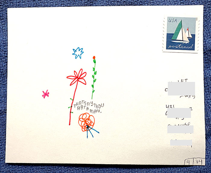Postcard drawing sent to send cheer