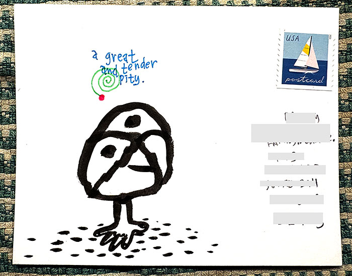 Postcard drawing sent to send cheer