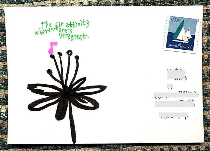 Postcard drawing sent to send cheer