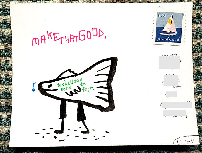 Postcard drawing sent to send cheer