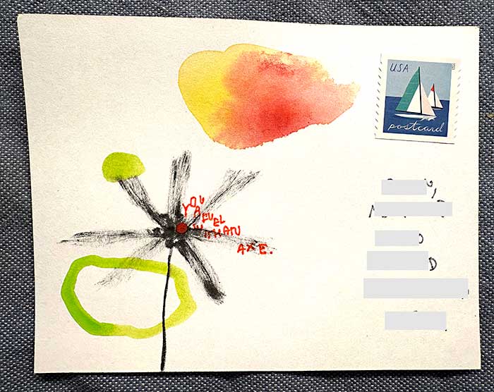 Postcard drawing sent to send cheer