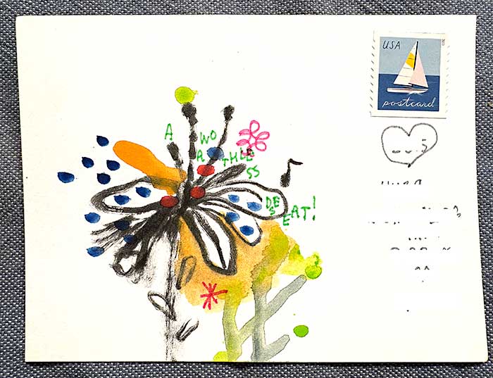 Postcard drawing sent to send cheer