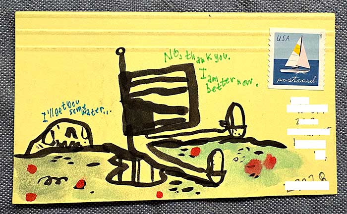Postcard drawing sent to send cheer