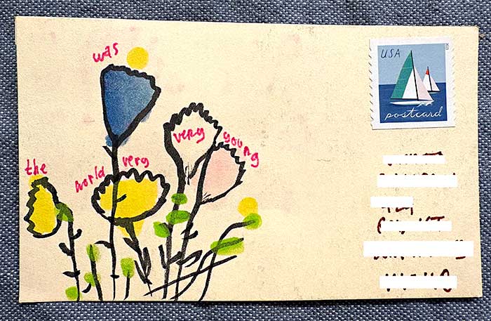 Postcard drawing sent to send cheer