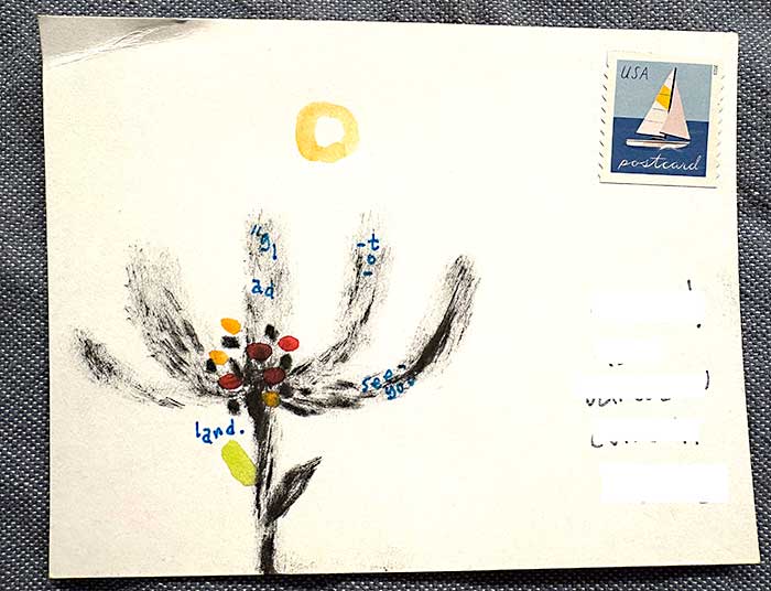 Postcard drawing sent to send cheer