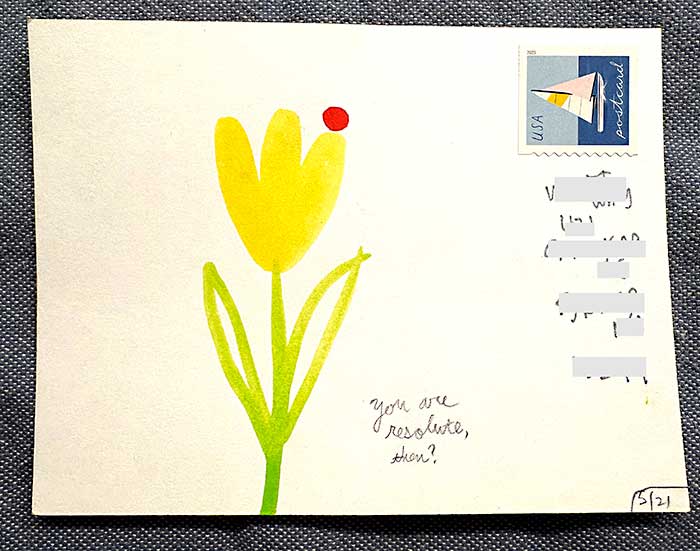Postcard drawing sent to send cheer