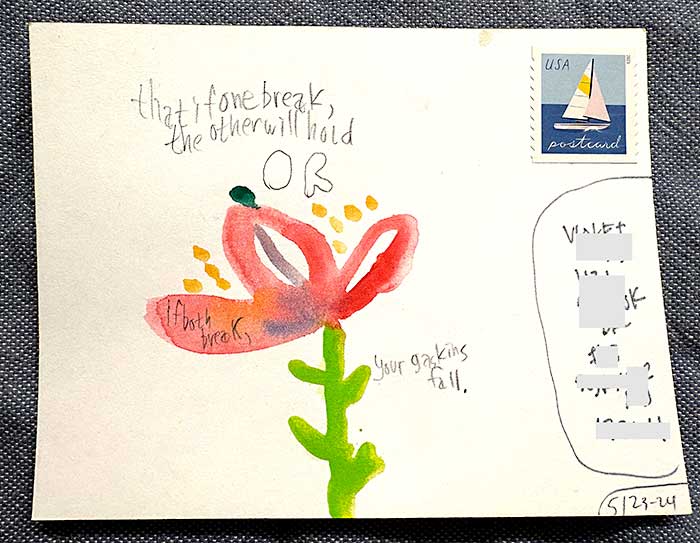 Postcard drawing sent to send cheer