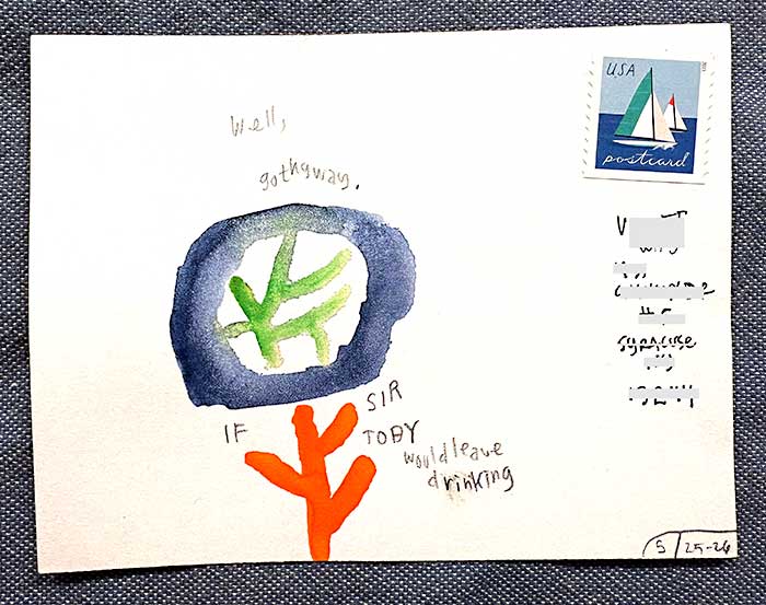 Postcard drawing sent to send cheer