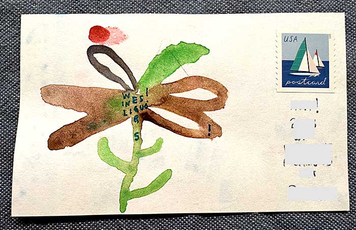 Postcard drawing sent to send cheer