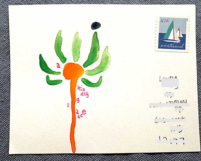 Postcard drawing sent to send cheer