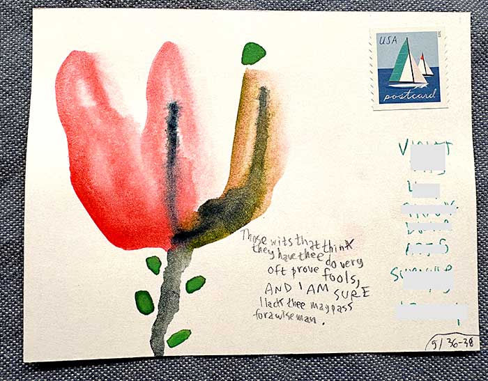 Postcard drawing sent to send cheer
