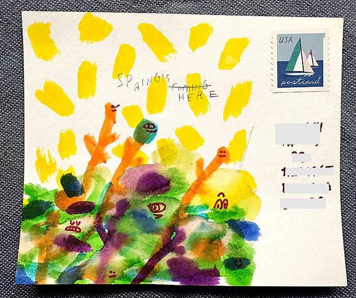 Postcard drawing sent to send cheer
