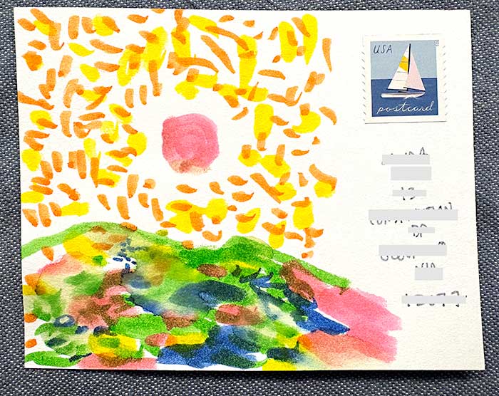 Postcard drawing sent to send cheer