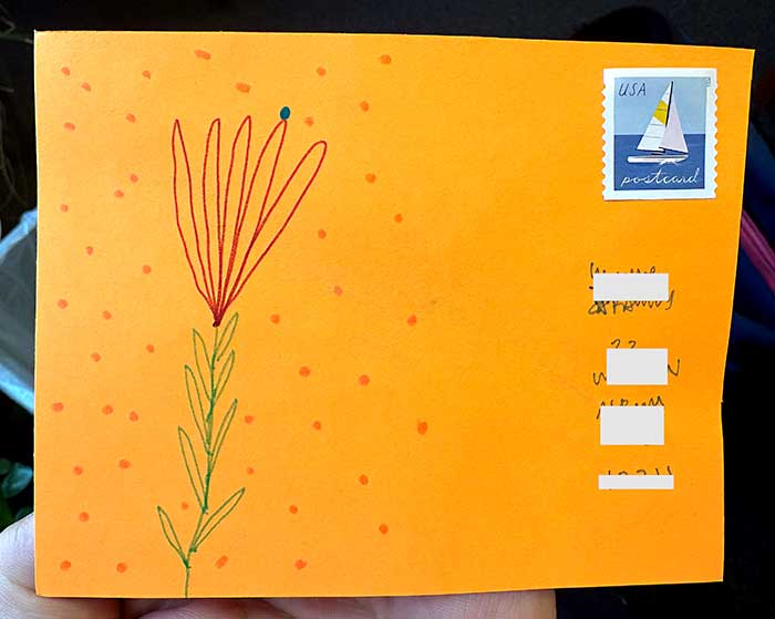 Postcard drawing sent to send cheer
