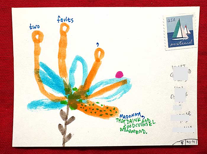 Postcard drawing sent to send cheer