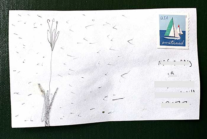Postcard drawing sent to send cheer