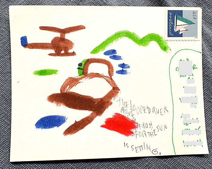 Postcard drawing sent to send cheer