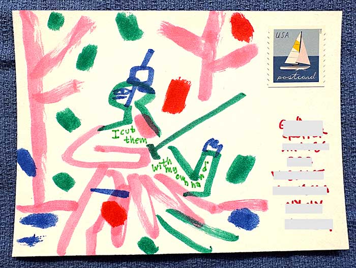 Postcard drawing sent to send cheer