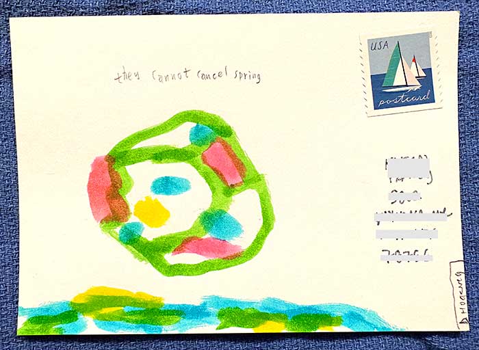 Postcard drawing sent to send cheer