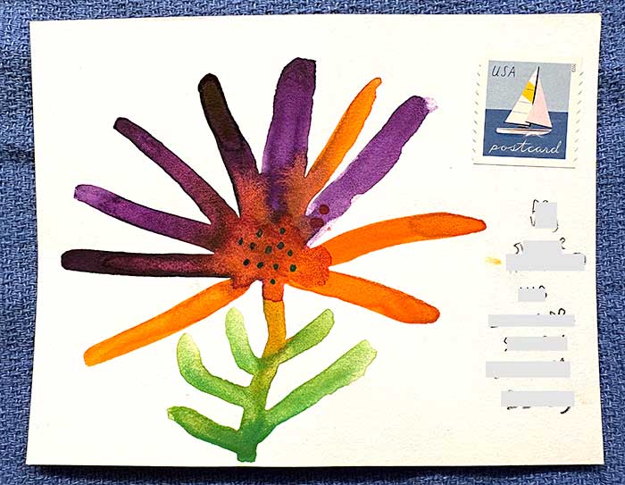 Postcard drawing sent to send cheer