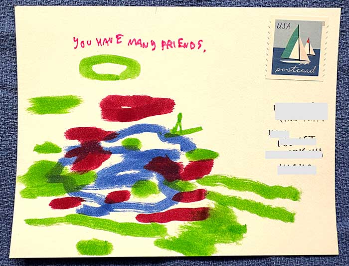 Postcard drawing sent to send cheer