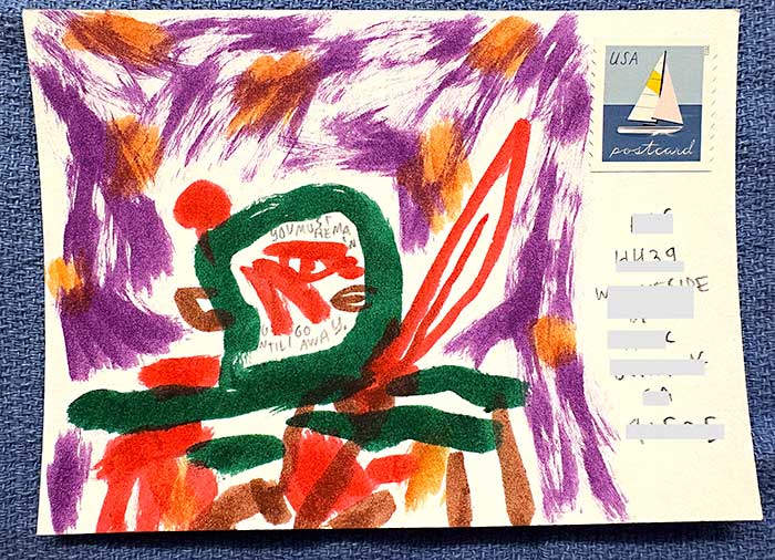Postcard drawing sent to send cheer