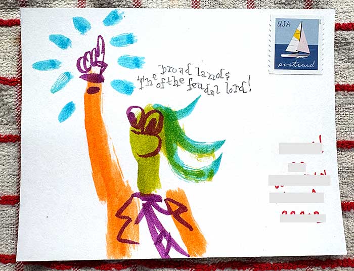 Postcard drawing sent to send cheer