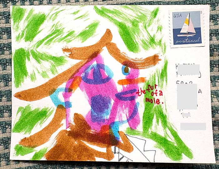 Postcard drawing sent to send cheer