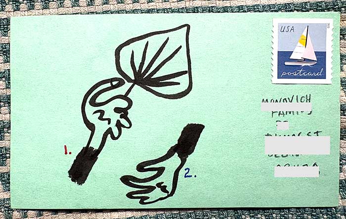 Postcard drawing sent to send cheer