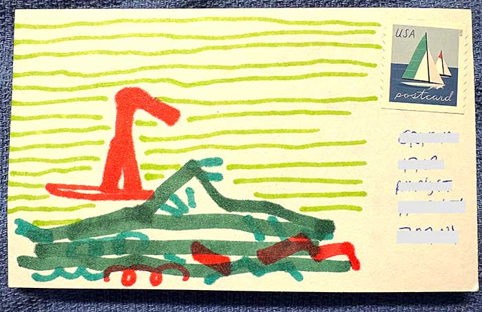 Postcard drawing sent to send cheer