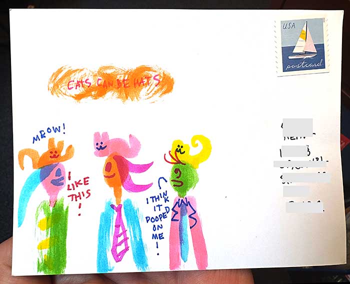 Postcard drawing sent to send cheer