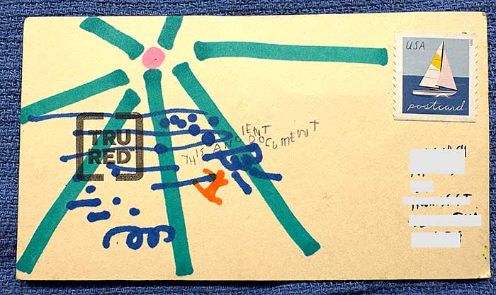 Postcard drawing sent to send cheer
