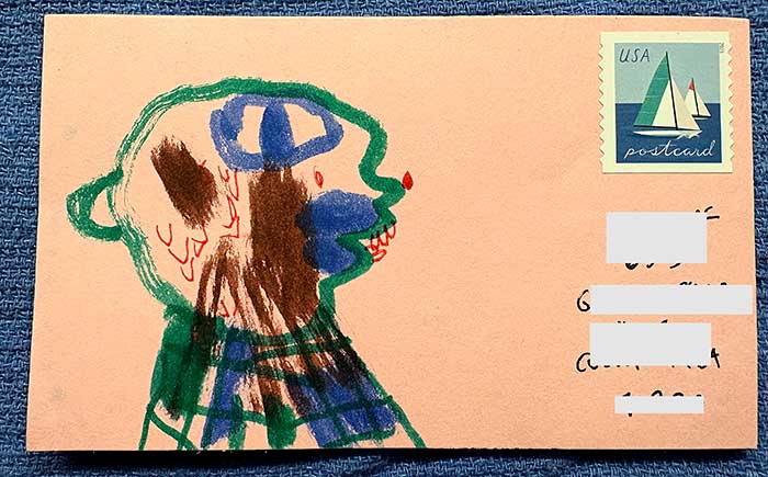 Postcard drawing sent to send cheer